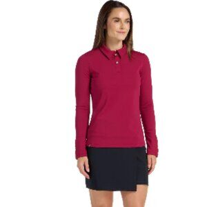 Swing Dish Shirt Women's Large‎ Red Collared Clara Long Sleeve Crimson Golf Polo
